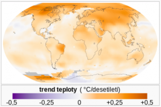 Autor: NASA/GSFC/Earth Observatory, NASA/GISS – 16 January 2015: NASA GISS: NASA GISS: NASA, NOAA Find 2014 Warmest Year in Modern Record, in: Research News. NASA Goddard Institute for Space Studies, New York, NY, USA. Accessed 20 February 2015., Volné dílo, https://commons.wikimedia.org/w/index.php?curid=39067655